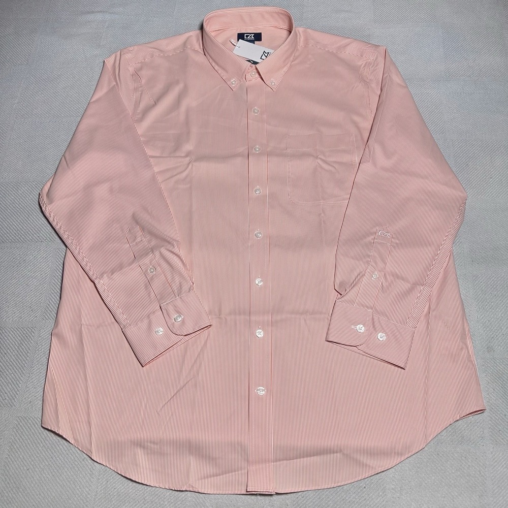 NEW Cutter & Buck Versatech Button Down Shirt Mens 4XLT Pinstripe Performance F6 - Picture 2 of 10